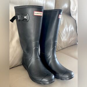 Women Hunter Huntress Black Original Matte Tall PullOn Rain Boots, women’s size8